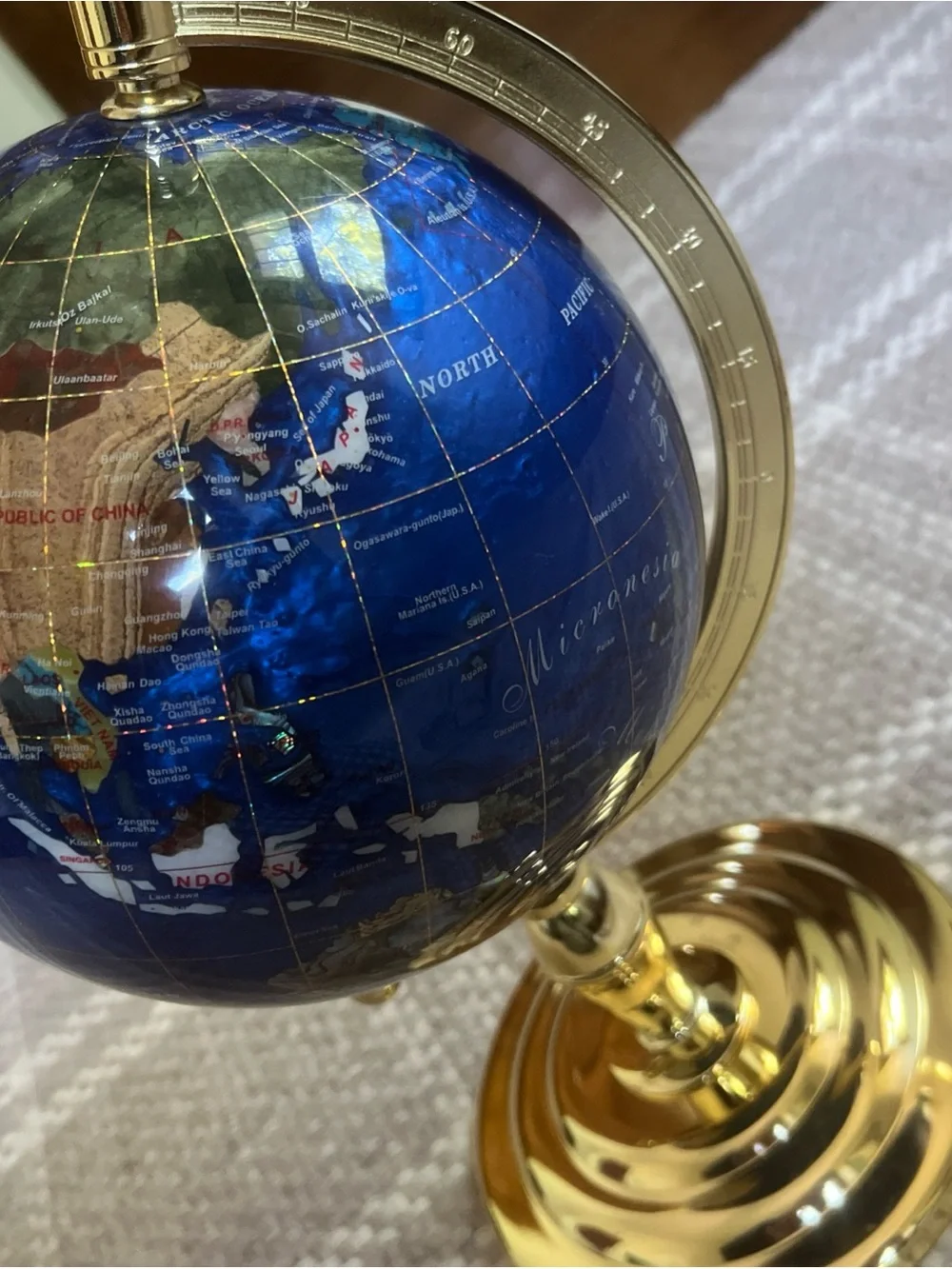 Stunning Semi-Precious Gem Stone Inlaid Globe